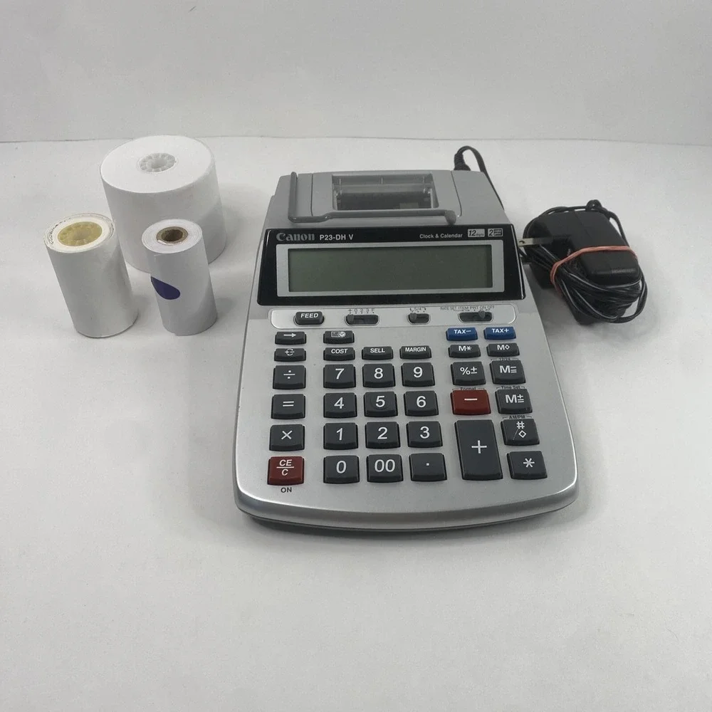 Canon Desktop Printing Calculator P23-DH V Clock&Calendar 12 Digits MINT/TESTED!